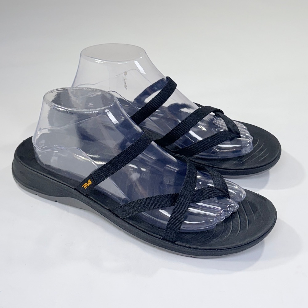 NEW Teva Tirra Traveler Flip Flop Sandals Womens 10 Black Strappy Outdoor Travel